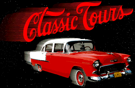 Classic Tours logo and 1955 Chevy photograph